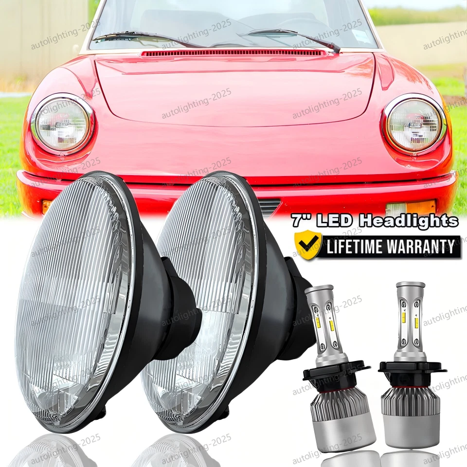 Pair 7" Inch Round LED Headlights For Alfa Romeo Spider 1988-1994 Plymouth - Image 1 of 4