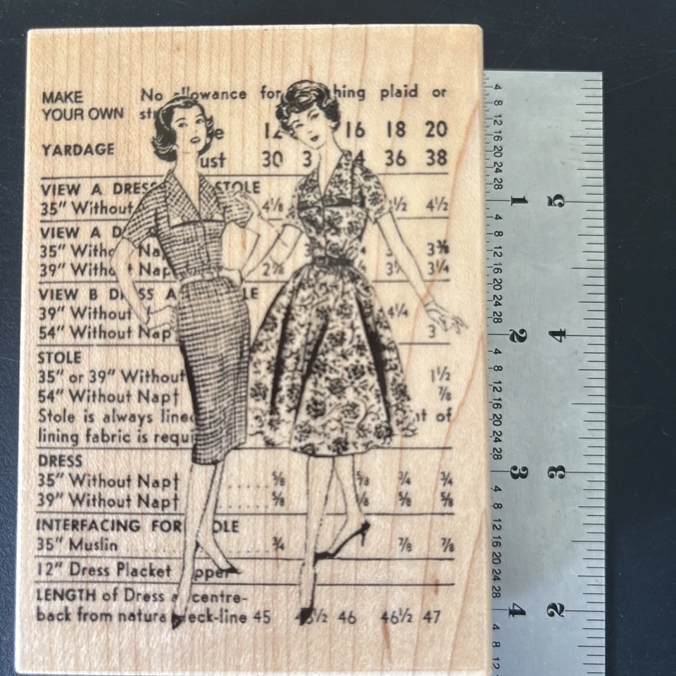Vestido de costura vintage Hero Arts padrão faça seu próprio carimbo de borracha - Imagem 1 de 4