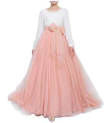 Para mujeres Falda de Tul Larga Malla En Capas Tutú Falda Cinturón Cintura Alta Fiesta Vestido Baile Foto 1 de 4