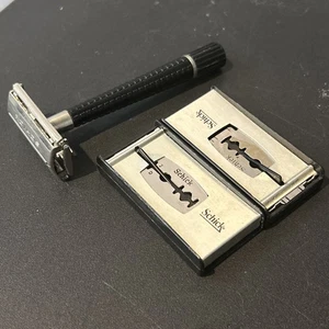 Vintage SCHICK Krona Black Tip DE Safety Razor Nice With 5 Razors - Picture 1 of 13
