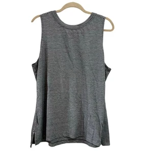 Athletic Works Black + White Striped Muscle Tank Top XL - Picture 1 of 3