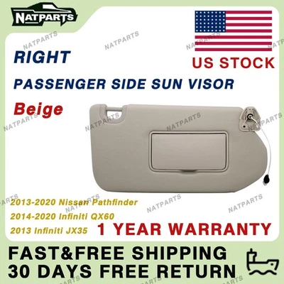 Quebra-sol lateral direito do passageiro com luz para 13-20 Infiniti QX60 96401-9PB0A - Imagem 1 de 4