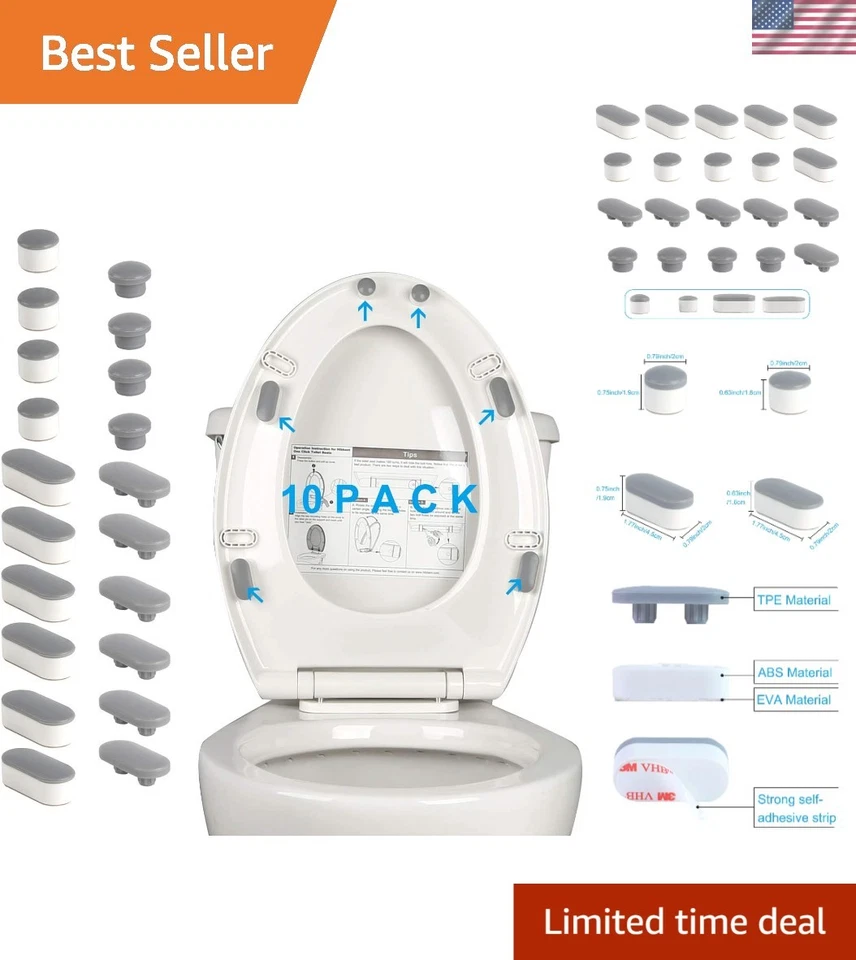 Set paraurti sedile wc resistente 10 pezzi - ideale per installazioni bidet - Immagine 1 di 4