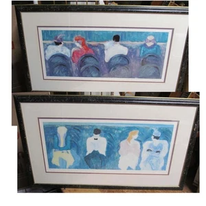 Barbara A. Wood Lithographs Signed and Numbered Act I & Act II Theater Scene - Picture 1 of 6