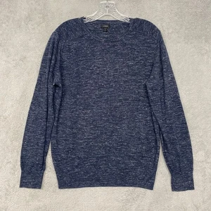 J Crew Mens Sweater Medium Blue Cotton Linen Crew Neck Lightweight Preppy - Picture 1 of 7