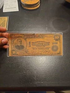 1902 $10 National Currency Note Jersey City NJ – Charter #1182 – US & Hudson... - Picture 1 of 11