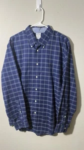 Brooks Brothers Regent Shirt XL Blue Plaid Oxford Non Iron Dress Button Up - Picture 1 of 4
