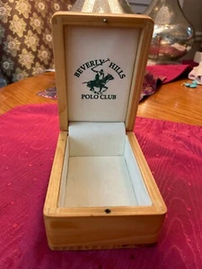 Beverly Hills Polo Club Bisagras Madera Caja Vacía Fieltro Forrado Caballo Logo Excelente - Imagen 1 de 7