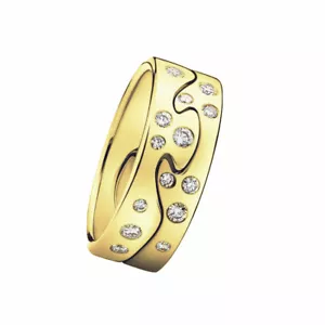 Georg Jensen. Fusion 2-teiliger Ring - 18k. Gelbgold mit Diamanten. - Bild 1 von 1