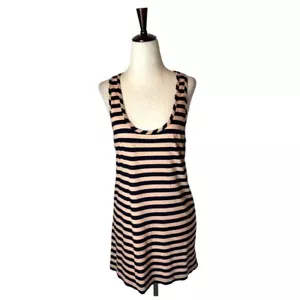 J Crew Shirt Women Medium Pink Black Striped Scoop Neck Racerback Tank Top NWT - Picture 1 of 9