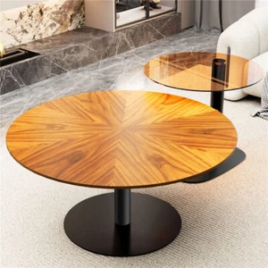 2PCS Round Nest Coffee Tables Modern Farmhouse Wooden Large Center Side Tables  - Picture 1 of 14