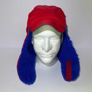 Columbia Trapper Hat Size S/M Vintage Colorblock Red Waterproof Fleece - Foto 1 di 5