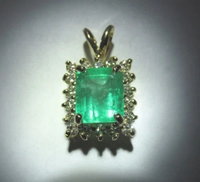 2.84 CARAT EMERALD GIA CERTIFIED PENDANT - WITH 18 ( .54 TCW ) E COLOR DIAMONDS  - Image 1 of 4