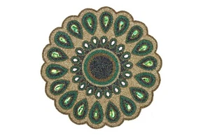 Handcrafted Beautiful Beaded Placemat 15 Inches Pack of 1 - Picture 1 of 5
