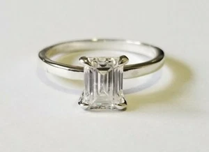 1.00 Carat Moissanite Emerald Cut Solitaire Ring Charles & Colvard - Picture 1 of 6