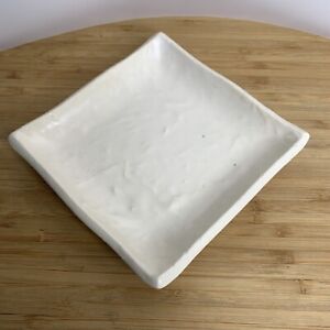 Vance Kitira Beige Textured Ceramic 5" Square Candle Holder Tray Dish Plate