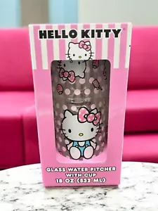 Sanrio Hello Kitty Glass Water Pitcher with Cup 18 oz New - Picture 1 of 4