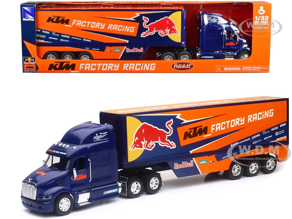 PETERBILT 387 ГРУЗОВИК «RED BULL - KTM ЗАВОДСКИЕ ГОНКИ» 1/32 ЛИТОЙ НОВЫЙ RAY 14393 - Изображение 1 из 1