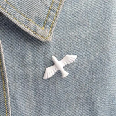 DOVE OF PEACE PIN 1.5" White Enamel Metal Tie Tack Brooch Christian Holy Spirit - Image 1 of 4