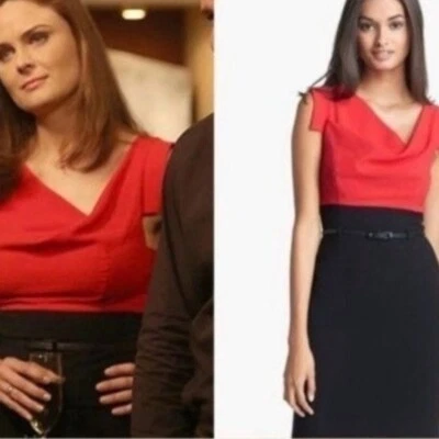 Vestido Vaina Negro Halo Jackie O Rojo Negro Cinturón 10 Foto 1 de 4