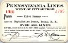 1916 Pennsylvania Lines West of Pittsburgh Employee Pass Sumner