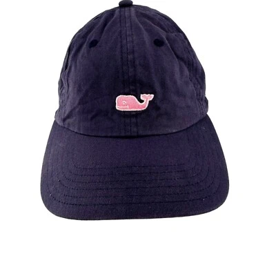 Boné Vineyard Vines azul marinho logotipo baleia rosa ajuste ajustável algodão preppy - Imagem 1 de 4