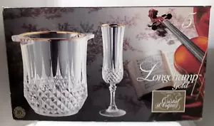 CUBO DE HIELO CRISTAL D'ARQUES LONGCHAMP ORO 24% PbO y 4 copas - Imagen 1 de 7