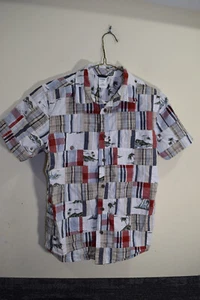2010  Gymboree Hawaiian Patchwork Button Up Shirt BOYS L 10 Spring Vacation - Picture 1 of 8