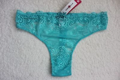 Nuevo con etiquetas COSABELLA THEAZ03ZL "Thea" Tanga de Encaje de tiro bajo, Aqua "Barbados", M/L, Italia Foto 1 de 4