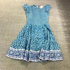 Oliphant Dress Womens Extra Small Smocked Flirty Short Fern Blue Boho 1146V lINE - Picture 1 of 9