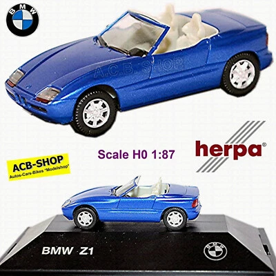 BMW Z1 Roadster 1988-91 E30 / Z Blu Metallico 1:87 Herpa Modello Pubblicitario - Immagine 1 di 4