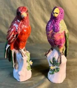 Pair of Two 2 Old Antique French Samson Art Porcelain Birds Figurine Statues Set - Picture 1 of 12