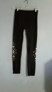 NO BOUNDARIES Juniors Black Capri Leggings w/ Gold Silver Studs 3-5 SZ - Picture 1 of 5