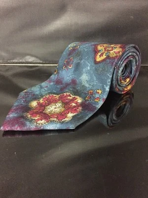 Hathaway Men's Tie ~ Imported Floral Fabric blue purple differnt stunning - Image 1 of 4