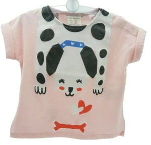 ZARA Tee-shirt manche courte rose motif chien pailletté deux côtés bébé 3/6 mois - Imagen 1 de 2
