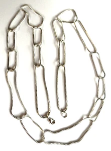 Collar Cadena Caja Veneciana Vintage Firmado AVON TONO PLATA 36" - Imagen 1 de 16