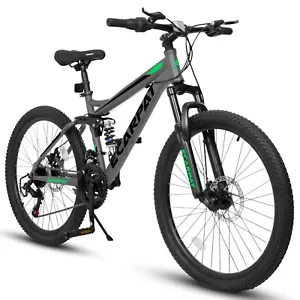 A2460 Mountain Bike 24 Inch Wheels, 21-Speed Full Suspension Mens Womens - Picture 1 of 6