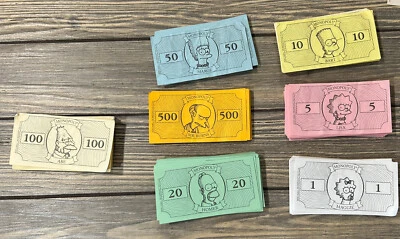 Vintage 2001 The Simpsons Monopoly Replacement Piece Part Pretend Money - Image 1 of 3