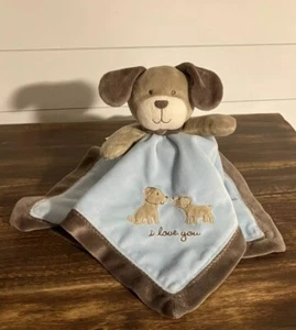 CARTER'S Puppy Dogs Lovey I Love You Plush Rattle Blue Brown Baby Blanket 15” - Picture 1 of 6