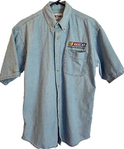 NASCAR Racing Denim Short Sleeve Shirt Size Medium EUC Men’s - Picture 1 of 8