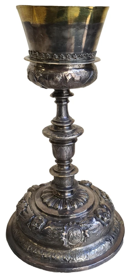 CALICE EN ARGENT CISELÉ À LA MAIN. STYLE PLATERESCO. ESPAGNE. 1739. - Photo 1/1