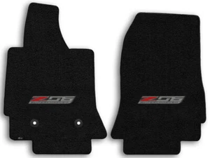 Black Lloyd Ultimat 2pc Floor Mats for 2015-2019 Chevrolet Corvette w Z06 Logo - Picture 1 of 6
