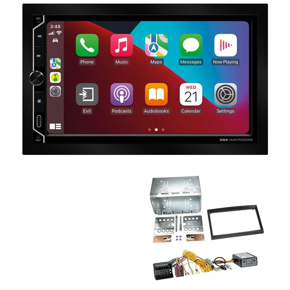 ESX Autoradio Apple CarPlay Android für Peugeot 207 ab 2005 schwarz inkl Canbus