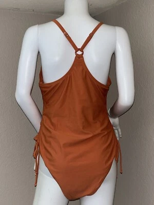Cupshe Burnt 橙色连体泳衣 XL (16-18) 内置文胸调节肩带全新带标签 — 第 1/4 张图片