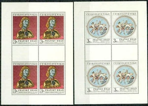 CZECHOSLOVAKIA –1970– ST.VITUS & HERMES SHEETS OF 4 – VF** - Picture 1 of 1