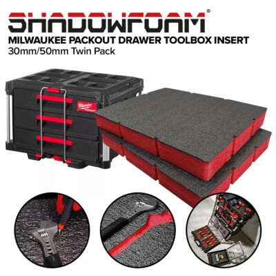 SHADOW FOAM Inserto de caja de herramientas de cajón de embalaje Milwaukee de espuma de sombra | Espuma para cortar y pelar