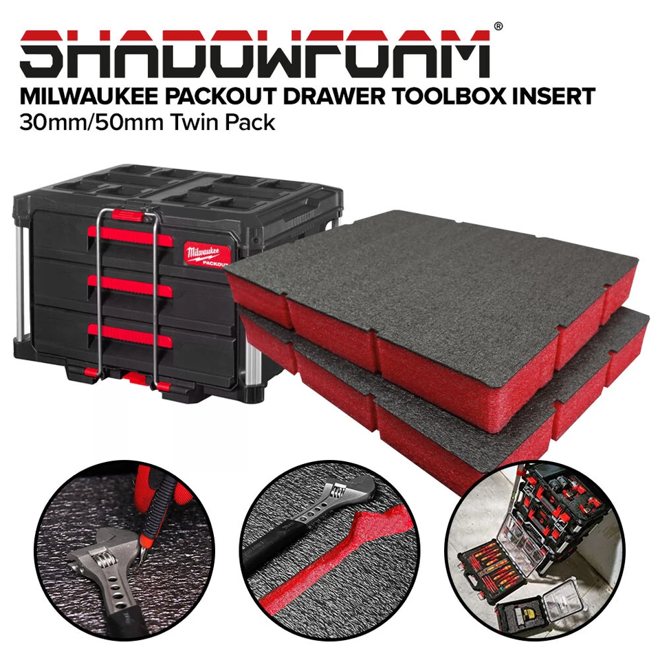 Inserto cassetta attrezzi cassetto imballaggio Shadow Foam Milwaukee | Schiuma per tagliare e sbucciare