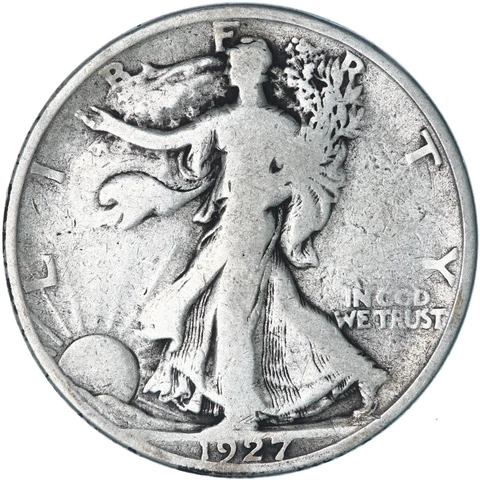 1927 S Walking Liberty Half Dollar 90% Silver Very Good VG Cover