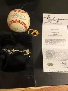 Baseball autografato Mike Schmidt 16 stat scritto a mano firmato Reggie.com  - Foto 1 di 8
