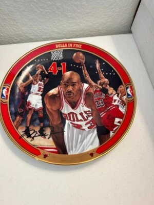 Michael Jordan 1996 "Bulls In Five" placa de coleccionista Bradford EX/cubierta superior Foto 1 de 4